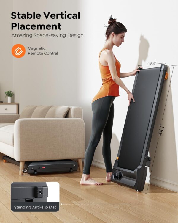 Walking Pad Treadmill with Incline, Under Desk Treadmills for Home Office, 10% Manual Incline Portable Treadmill with Remote Control/APP and Standing Anti-Slip, 265lb Capacity, 2.5HP Low-Noise