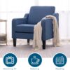 VINGLI Modern Accent Chairs Set of 2,Comfy Blue Armchair for Bedroom,Living Room Upholstered Sofa Chair Reading Chair for Small Spaces