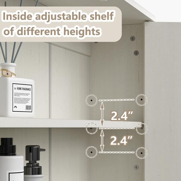 Furniouse 31''W Over The Toilet Storage Cabinet Modern Above Toilet Storage Cabinet with Fluted Doors & Adjustable Shelf for Bathroom, Antique White