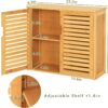 VIAGDO Wall Cabinet Bathroom Storage Cabinet Wall Mounted with Adjustable Shelves Inside, Double Door Medicine Cabinet, Utility Cabinet Organizer Over Toilet, Bamboo, 23.2''Lx8.3''Wx20.1''H