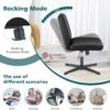 OLIXIS Criss Cross Legged Chairs Armless No Wheels Wide Seat Height Adjustable Swivel Padded PU Leather Home Office Desk Seating for Bedroom, Student, Study Room