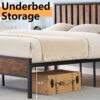 GAOMON Queen Bed Frame with Headboard Footboard Rustic Wood Farmhouse Platform Metal Wrought Rod Slat Bedframe, No Box Spring Needed, Easy Assembly, Farm House Base Beds Foundation-Queen Size
