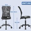 FDW Home Office Chair Mid Back Mesh Desk Chair Armless Computer Chair Ergonomic Task Rolling Swivel Chair Back Support Adjustable Modern Chair with Lumbar Support (Black)