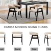 CIM0TA Modern Barrel Dining Chairs with Arms Set of 6, Upholstered Fabric Kitchen & Dining Room Chairs with Open Back/Black Wood Legs, Comfortable Side Chairs, Linen Beige