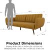 Novogratz Brittany 82 Inch Futon Sofa Bed, Upholstered Couch Sleeper with Tufted Back, Mid-Century Modern, Mustard