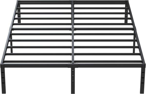 14 Inch Metal Bed Frame Queen Size No Box Spring Needed, Heavy Duty Platform Support Up to 3000 lbs, Easy Assembly, Noise Free, Black
