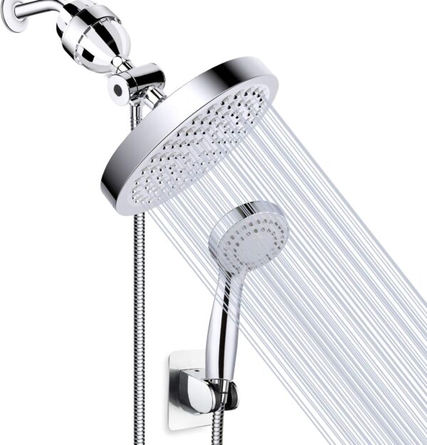 71Es3Nha3iL._AC_SL1500_.jpg Taiker Filtered Shower Head, High Pressure Rainfall Shower Head/Handheld Shower Filter Combo, Luxury Modern Chrome Plated with 60'' Hose Anti-leak with Holder (Silver)
