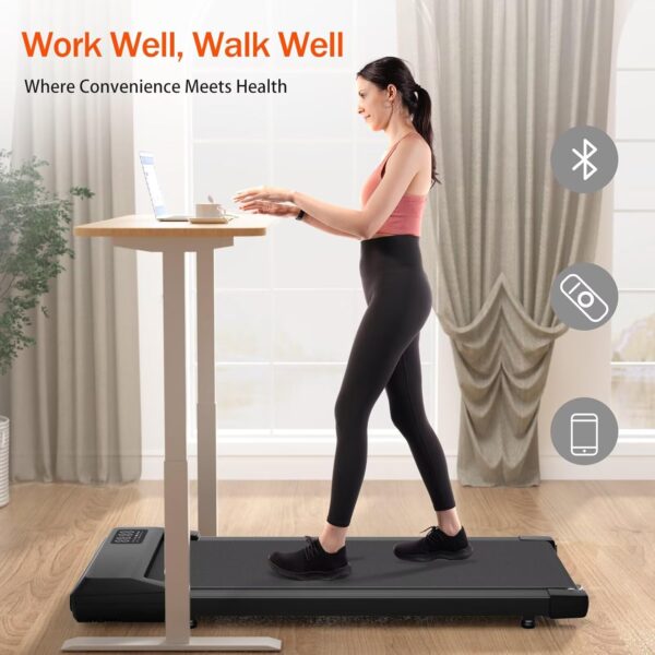 DeerRun 2024 Upgrade Walking Pad, Smart Under Desk Treadmill for Home Office, No-Assembly Treadmills with APP and Remote Control, LED Display, 2.5 HP Quiet Walking Jogging Machine, 250 lbs Capacity