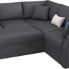 VanAcc Sofa Bed, 85 Inch Sleeper Couch with Storage Seat, L Shaped Sofa with Pull Out Sofa Bed, Sectional Couches for Living Room Apartment, Grey Linen Couch Sofa