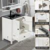 30" Bathroom Vanity with Sink, White Modern Bathroom Storage Cabinet with Black Drop in Bathroom Sink Combo Set