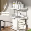 Delamu 2 Sets of 2-Tier Multi-Purpose Bathroom Under Sink Organizers and Storage, Stackable Kitchen Pantry Organization, Pull Out Medicine Cabinet Organizer with 8 Movable Dividers