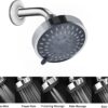 Briout Shower Head, High Pressure Shower Heads 4.1 Inch 5 Settings Rain High Flow Fixed Showerhead for Luxury Shower Experience Even at Low Water Pressure, Chrome
