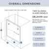 DELAVIN 56-59 in. W x 59 in. H Semi-Frameless Double Sliding Tub Shower Door, Water Repellent Bathtub Door, SGCC Tempered Bathtub Glass Door with Explosion-Proof Film, Stainless Steel Hardware