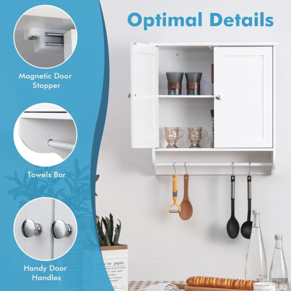 71IOS1AWXpL._AC_SL1500_.jpg Giantex Bathroom Cabinet Wall Mounted - Over The Toilet Medicine Cabinet with Double Doors, Adjustable Shelf and Towels Bar, Above Toilet Storage Cabinet for Bedroom Kitchen Wall Cabinet (White)