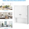 Tangkula Bathroom Wall Cabinet, Wooden Hanging Storage Cabinet with Doors & Shelves, Multipurpose Storage Cabinet for Bathroom Kitchen Living Room, Wall Mounted Bathroom Medicine Cabinet