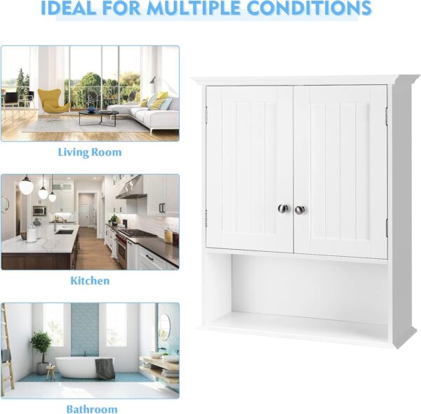 Tangkula Bathroom Wall Cabinet, Wooden Hanging Storage Cabinet with Doors & Shelves, Multipurpose Storage Cabinet for Bathroom Kitchen Living Room, Wall Mounted Bathroom Medicine Cabinet