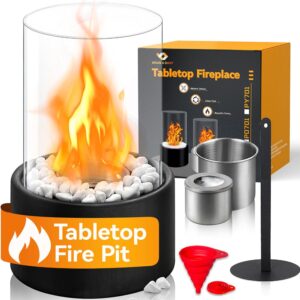 BRIAN & DANY Tabletop Fire Pit, Mini Portable Indoor Fire Pit Tabletop Fireplace, Ethanol Table Top Firepit Bowl Decor Home Patio Balcony Outdoor, Black