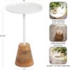 Kate and Laurel Tira Scandinavian Round Side Table, 14 x 24, White and Natural Wood, Modern Circle End Table for Use as Bedroom Nightstand or Living Room Pedestal Table