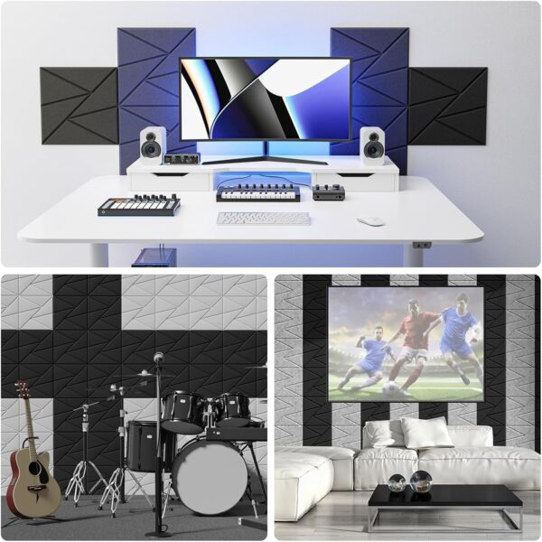 18 pack Acoustic Panels With Self-Adhesive, 12"X 12"X 0.4"Sound Proof Foam Panels, Sound Panels High Density, Soundproof Wall Panels for Home Studio Office-Black