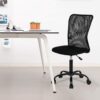 FDW Home Office Chair Mid Back Mesh Desk Chair Armless Computer Chair Ergonomic Task Rolling Swivel Chair Back Support Adjustable Modern Chair with Lumbar Support (Black)