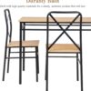 VECELO 5-Piece Kitchen Dining Table Set, Wood Tabletop & Heavy-Duty Metel Frame, Rectangle Dinette with 4 Chairs for Small Space, Breakfast Nook, Natural & Black