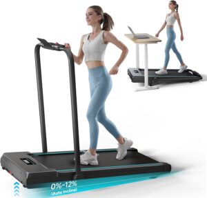 Walking Pad with Auto Incline, Under Desk Folding Treadmill with Remote Control and LED Display for Home Office, 2.5HP Portable Walking Jogging Running Machine, 300 LB Capacity