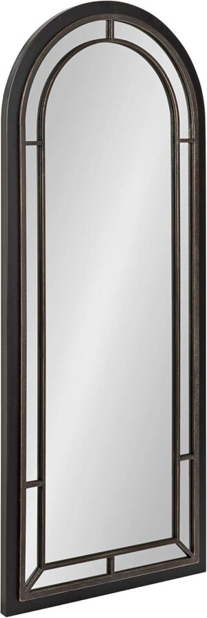 Kate and Laurel Audubon Farmhouse Wall Mirror, 20 x 48, Black, Full Length Arched Mirror for Wall
