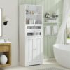 MU 67" Tall Bathroom Storage Cabinets, Modern Linen Storage Cabinet with Doors & Shelves & Drawer, Tall Freestanding Storage Cabinet for Bathroom, Living Room, Kitchen, Pantry, White