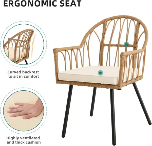 YITAHOME 5 Pieces Outdoor Patio Dining Table Chair Set,Wicker Patio Dining Set,Outdoor Rattan Dining Table Set for Patio, Backyard, Balcony, Garden (with Umbrella Hole), Beige