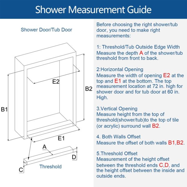 Shower Doors Frameless 52-54" W x 76" H Width Adjustable Double Sliding Glass Door 3/8"(10mm) Easy Clean Stainless Steel Hardware (Brushed Nickel)