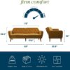 Novogratz Tallulah 83 Inch Futon Sofa Bed in Velvet Fabric, Upholstered Couch Sleeper with Memory Foam and Tufted Back, Mid-Century Modern, Mustard