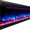3 Sided Electric Fireplace, 80 inch Fireplace Inserts Fire Place Heater, Realistic 251 RGB Flame with 3 LED Lights, Smart WiFi, Remote Control, Log and Crystals