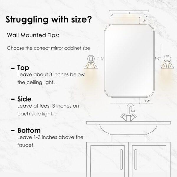 sogesfurniture Medicine Cabinets for Bathroom with Mirror, 24"x16" Modern Rectangle Recessed Bathroom Medicine Cabinet with Beveled Mirror, Wall Mounted Metal Bathroom Mirror with Storage, Gold