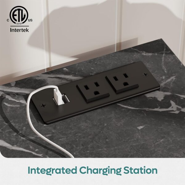 71Oh8ilZSlL._AC_SL1500_.jpg Bestier LED TV Stand with Power Outlets for 55/60/65 Inch TV, Gaming Entertainment Center with Cabinet for PS5, Modern TV Cabinet with Adjustable Glass Shelves for Living Room 58 Inch,Black Marble