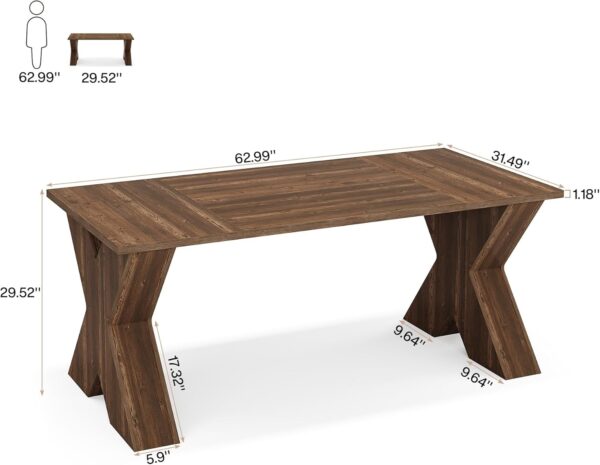 Tribesigns 63" Executive Desk, Large Office Computer Desk with X-Shaped Thickend Wood Pedestal Base, Modern Simple Workstation Writing Table Conference Table Business Furniture for Home Office