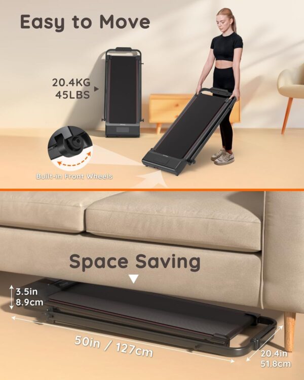 2-in-1 Incline Treadmills for Home, 2.5 HP Compact Walking Pad Under Desk Treadmill with Incline 3%/9%, Remote Control, LED Display, 1-12 km/h Speed Lightweight Treadmill for Home/Office