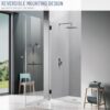 Hinged Shower Door, 34" W X 72" H Bathroom Shower Doors Clear Glass Shower Panel, 5/16" (8mm) Frameless Tempered Glass Shower Door in Matte Black with Handle and Seal Strip