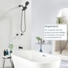 2 Handle Shower Faucet Set with Tub Spout Bathtub Shower Faucet Combo Set Shower System Complete Tub and Shower Trim Kit Matte Black Wall Mounted Two Handles Shower Fixtures