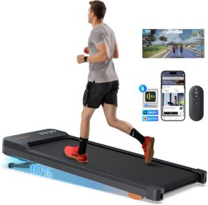 WELLFIT Walking Pad Treadmill with 10% Incline & 265 lbs/340 lbs Capacity,40 dB Quiet Walking Jogging Mat Work for Home,APP/Remote Control,LED Display(No Handle/with Handle/Auto Incline Optional)