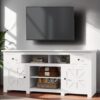 YITAHOME Rustic TV Stand for 75/80 Inch TV, Entertainment Center with Drawers, Cabinets, Adjustable Shelves & Power Outlet, Media Console Living Room Furniture, White 70 x 15.5 x 30 Inches