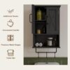 ChooChoo Farmhouse Medicine Cabinet, Bathroom Wall Cabinet with Adjustable Shelf, Towel Bar, 3 Hooks, Over The Toilet Storage Cabinet for Bathroom, Kitchen, Black
