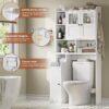 Itaar Over The Toilet Storage Cabinet, Over Toilet Bathroom Organizer with Glass Doors & Toilet Paper Holder Stand, Home Space-Saving Toilet Rack, for Bathroom, Restroom, Laundry(White)