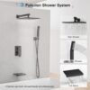 USHOWER 10 Inch Shower Head System with Tub Spout, High Pressure Shower System with Handheld Spray Combo, Wall Mounted Bathtub Shower Faucet Set, Matte Black (With Shower Valve)