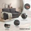 Convertible Pull Out Sofa Bed - Modern Sofa Sleeper Couch, Pull-Out Bed, 2 in 1 Loveseat Sofa Bed for Living Room & Bedroom, Futon Sofa Bed, Small Sofa Bed for Apartment, Grey