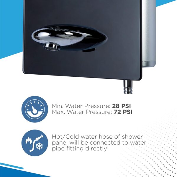 Blue Ocean 52" Aluminum SPA392B Shower Panel Tower System with 8 Adjustable Massage Jets and Rainfall Shower Head & Tub Spout