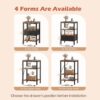 SUPERJARE Nightstand with Charging Station, Bed Side Table with Adjustable Fabric Drawer, Night Stand for Bedroom, 3-Tier Storage End Table, for Living Room, Rustic Brown and Black