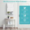 COSTWAY Bathroom Wall Cabinet, Large Capacity Storage Cabinet w/Single Louver Door & Height Adjustable Shelf, Wood Wall Mounted Medicine Cabinet for Bathroom, Living Room, Kitchen (White)