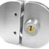 Fits on 1/2" Glass,10 mm -12 mm, Glass Door Lock, Stainless Steel Double Bolts Swing Push Sliding Access Control Office Glass Door Lock with 5 Keys