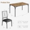 Dining Table Set for 4, Kitchen Table and Chairs, 5-Piece Metal and Wood Indoor Modern Rectangular Dining Table Furniture Set for Kitchen, Dining Room, Dinette, Breakfast Nook w/ 4 Chairs