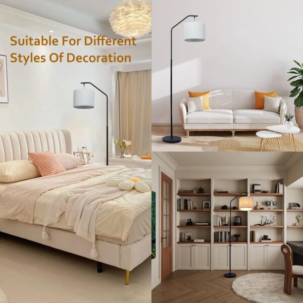 68" Floor Lamp,9W Edison Bulb Included Swingable lamp Head Standing Lamp with Foot Switch with Pleated Lampshade, Tall Floor Lamp Reading for Living Room Bedroom Office Classroom Dorm Room